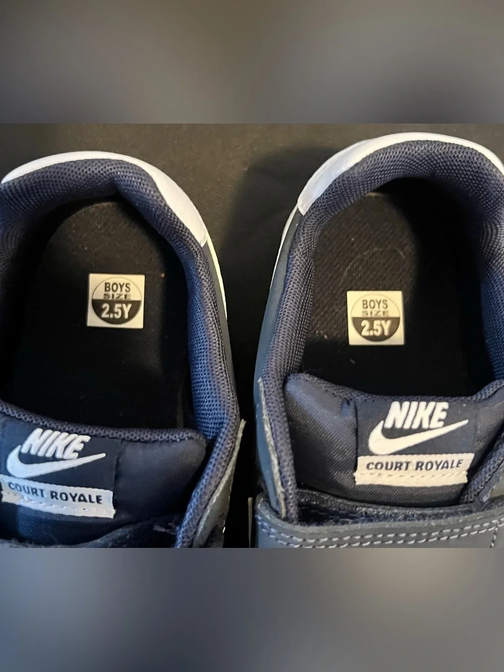 Nike Kids Black Sneakers with White Swoosh and Velcro Straps